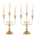 Azonee Gold Candelabra Candle Holders - 3 Arm 11.8" Taper Candlestick Holders for Wedding, Party, Dining Room, Birthday, Holiday & Christmas Centerpiece Wedding Anniversary Decorations, Set of 2