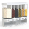 Dry Food Dispenser 6-Grid with One-Click Output | Cereal & Rice Storage Container for Kitchen Pantry Organization, Transparent Food-Grade PP Plastic