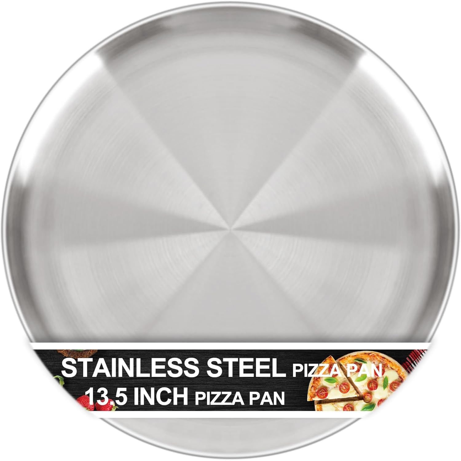 YelaJoy 13½ Inch Pizza Pan for Oven, Non-Stick Large Round Stainless Steel Pizza Pans, Durable Non-Toxic Pizza Tray for Cookie Pizza Pie Cake, Easy Clean & Dishwasher Safe