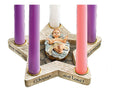 Religious Gifts Star Shape Advent Wreath Candle Holder with Removable Infant Jesus Christ Christmas Decoration