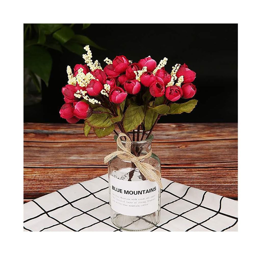 2-pcs Artificial Silk Mini Peony Flowers Red Color For Home Wedding Party Decoration