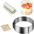 Coolchic 4PCS Cake Baking Tools Set, Cake Collar Clear,Cake Mould Ring Stainless Steel Adjustable 6.5-12 Inch Mousse Cake Baking with Cake Strips Cake Rolls Mousse Cake Acetate Sheet Delicate Stickers