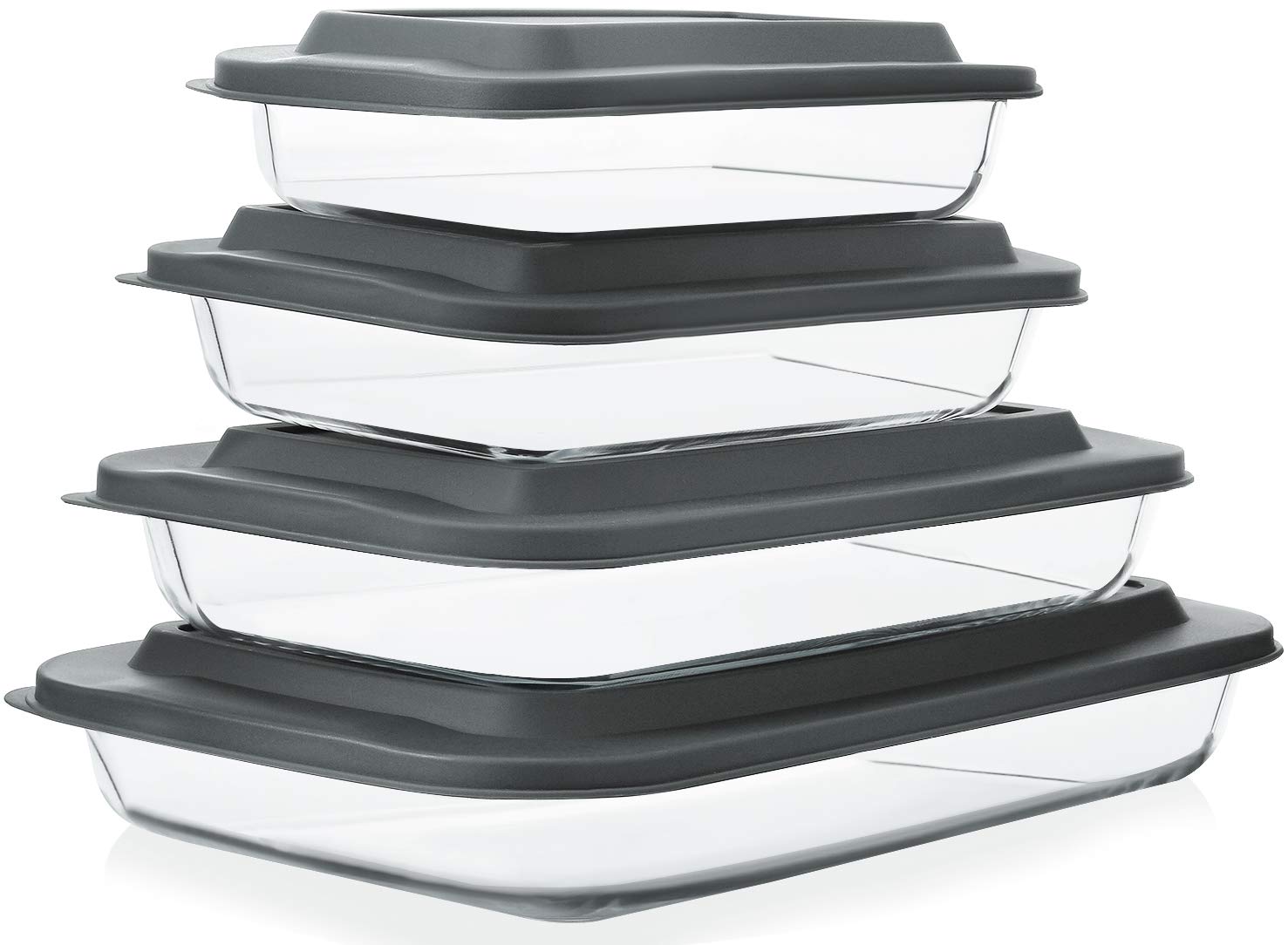 M MCIRCO Set of 4 Glass Oven Dishes – Lasagna Rectangular Borosilicate Glass – Extreme Resistance