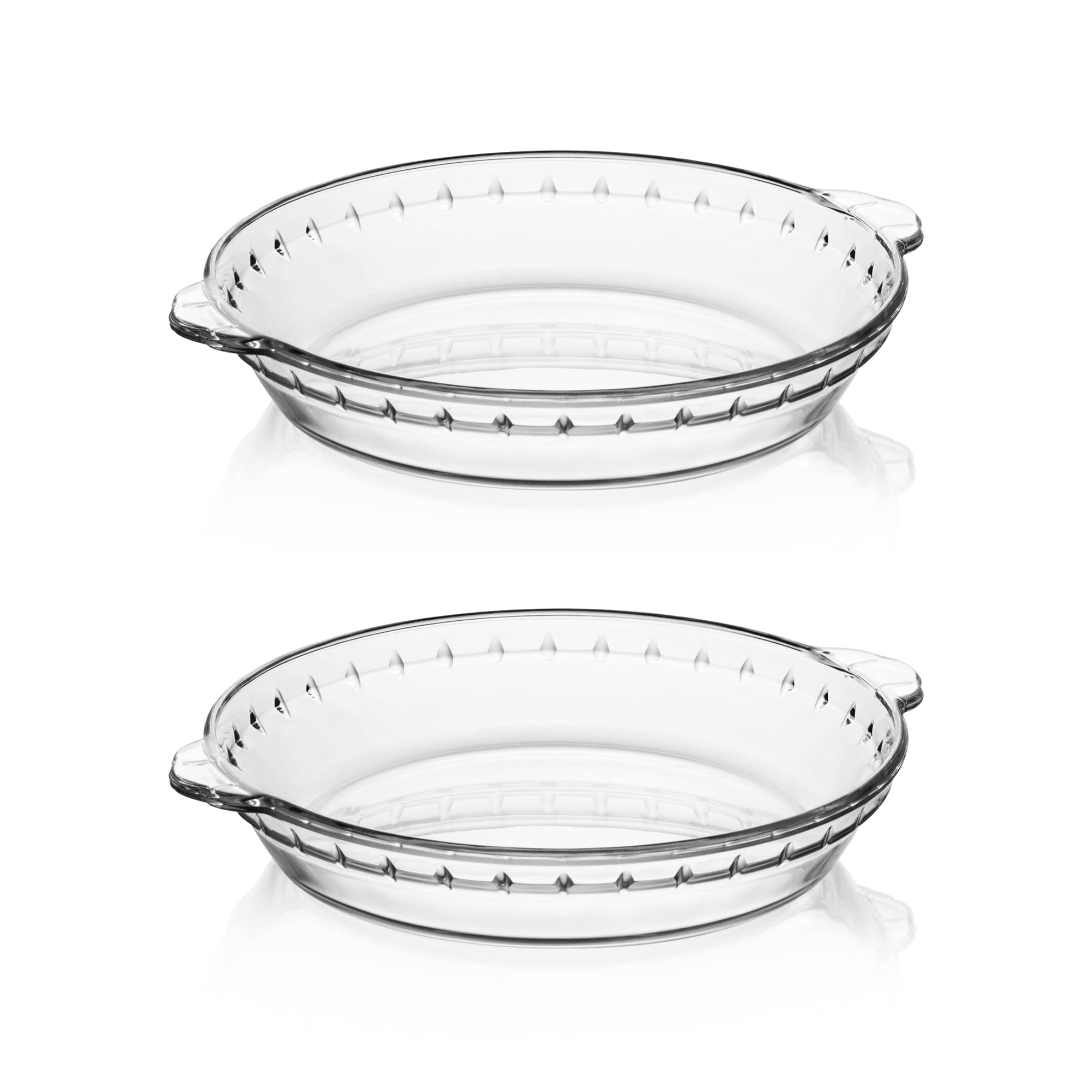 Sweejar Glass Pie Pan for Baking(2 pack), 7.5 Inches Round Baking Dish for Dinner, Non-Stick Pie Plate with Soft Wave Edge for Apple Pie, Pumpkin Pie, Pot Pies