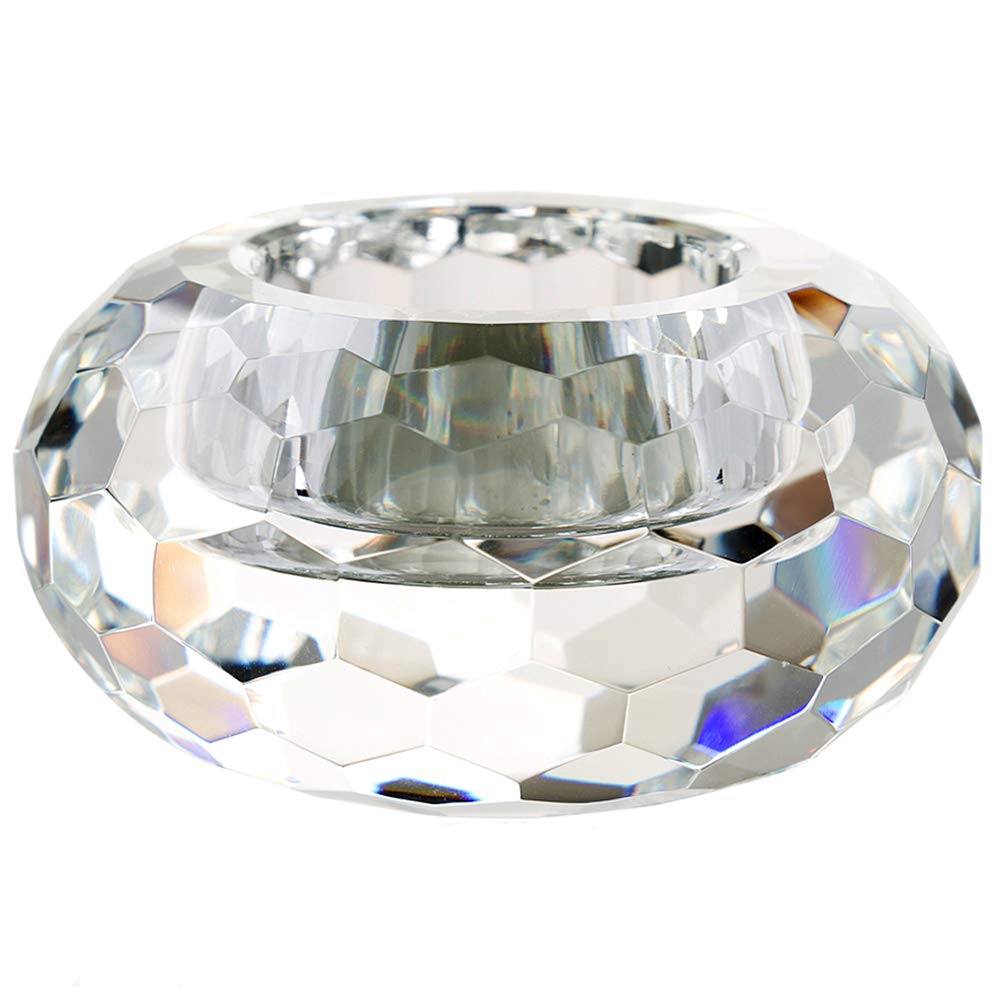 Crystal Tealight Holder Candlestick Home Decorations for Dinner Table Wedding 4" Diameter x 2" High