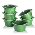 vicrays Creme Brulee Ramekins Ceramic Bowls - Mini Custard Cups 8 oz oven Safe Bowls Souffle Dishes for Baking Individual Casserole Dipping Sauce Pioneer Woman Bakeware Set of 6, Green