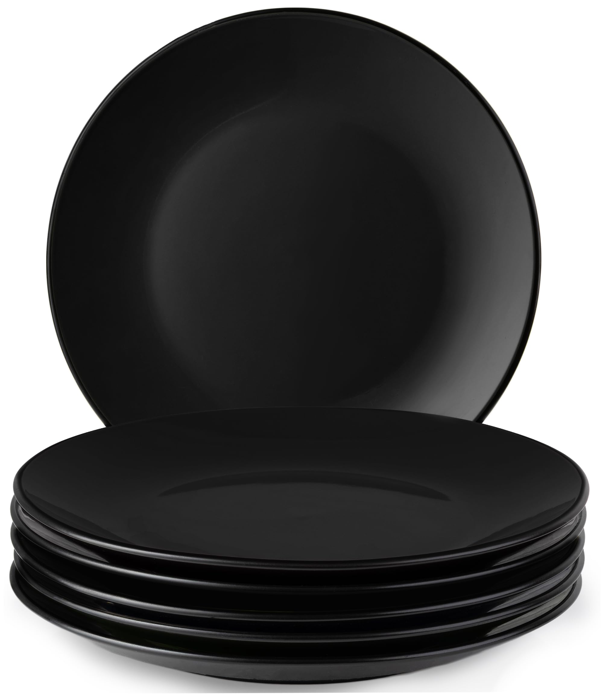 MIAMIO – 6 x Plate/Dinner Plate Set Stoneware Ceramic Tableware Set - Le Papillon Collection (Black, 26 cm)