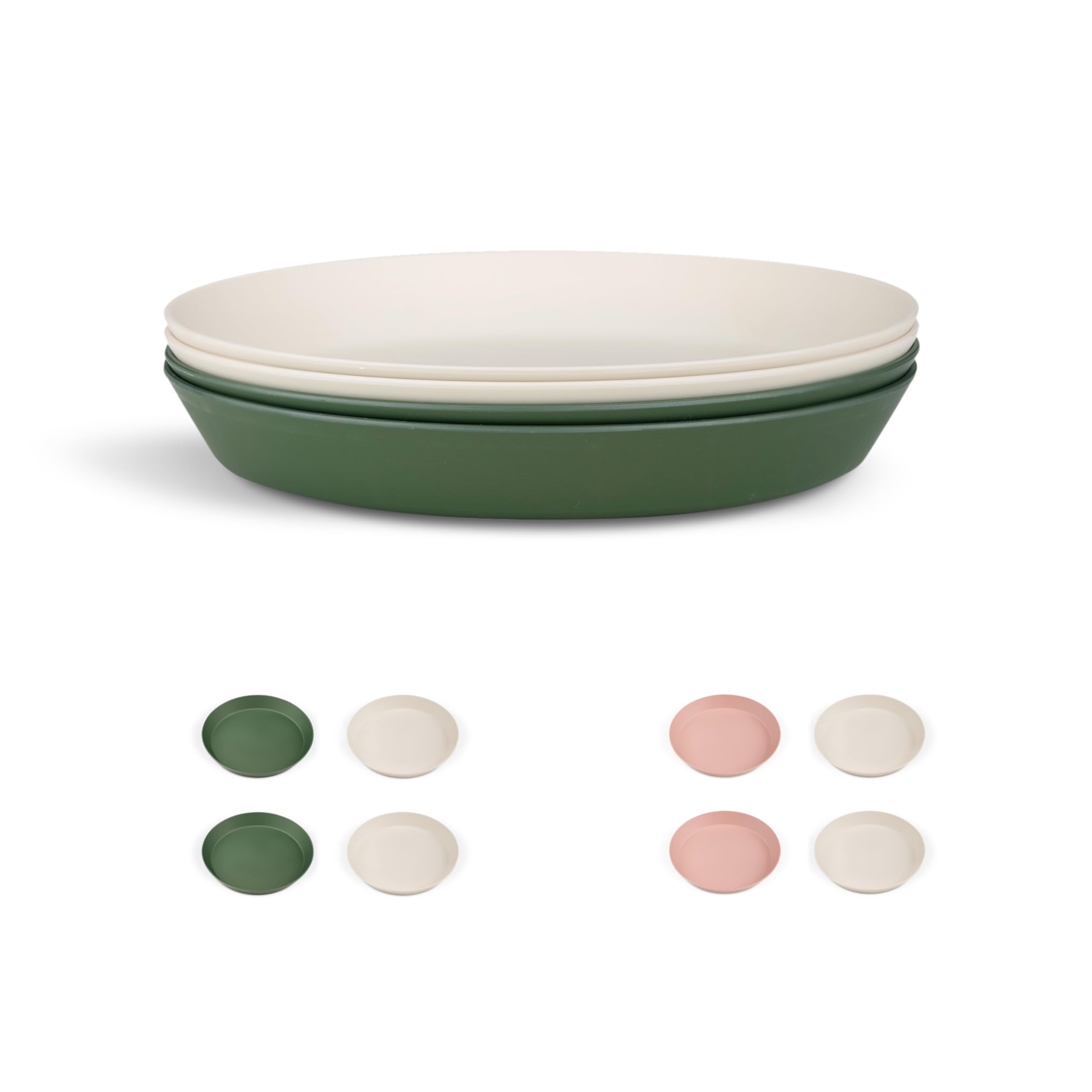 Citron- Unbreakable Plates Set of 4 | 100% Organic | Reusable, Biodegradable, Environment friendly, & Unbreakable- Green/Cream