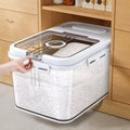 5kg Airtight Rice Storage Container with Moisture Box, Transparent Grain & Cereal Storage Bin, Magnetic Lid Kitchen Food Organizer, Pet Food Container