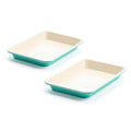 GreenLife Healthy Ceramic Nonstick, 13" x 9" Quarter Cookie Sheet Baking Pan Set, PFAS-Free, Turquoise