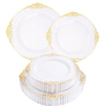 Beauenty 24PCS Plastic Plates Sets, Disposable Party Plates, Tableware for Party Wedding (Transparent)