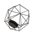 Industrial Iron Wire 3D Geometric Glass Tealight Candle Holder Wedding For Home Decor, Evening Parties Ornament.-Schwarz