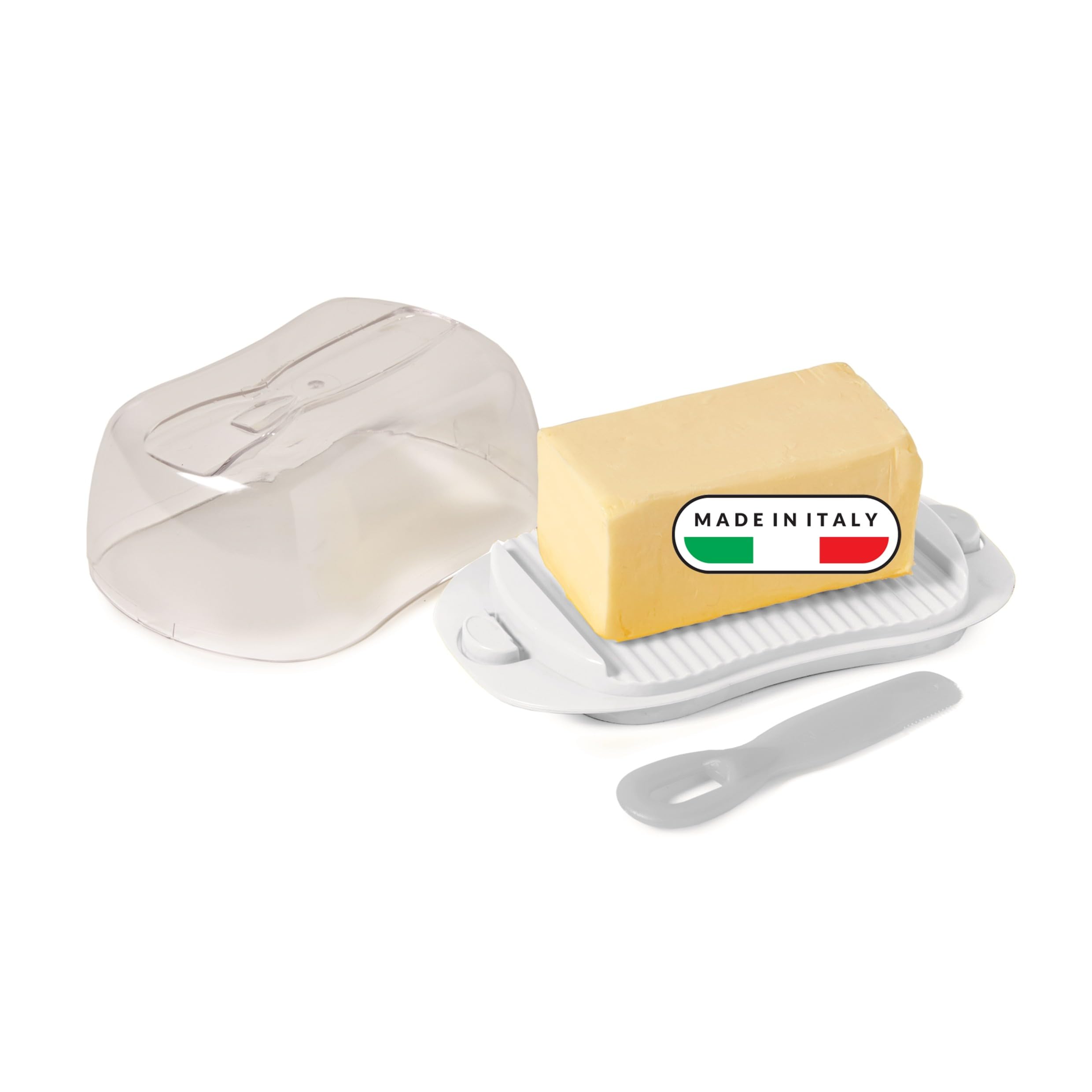 Snips | Butter Dish - Butter Container 0,50 LT | Tray with 2 Safety Locks, Transparent Bell + Butter Spread| Dimensions 18x10x7 cm | Made in Italy | 0% BPA and Phthalate Free, 000863