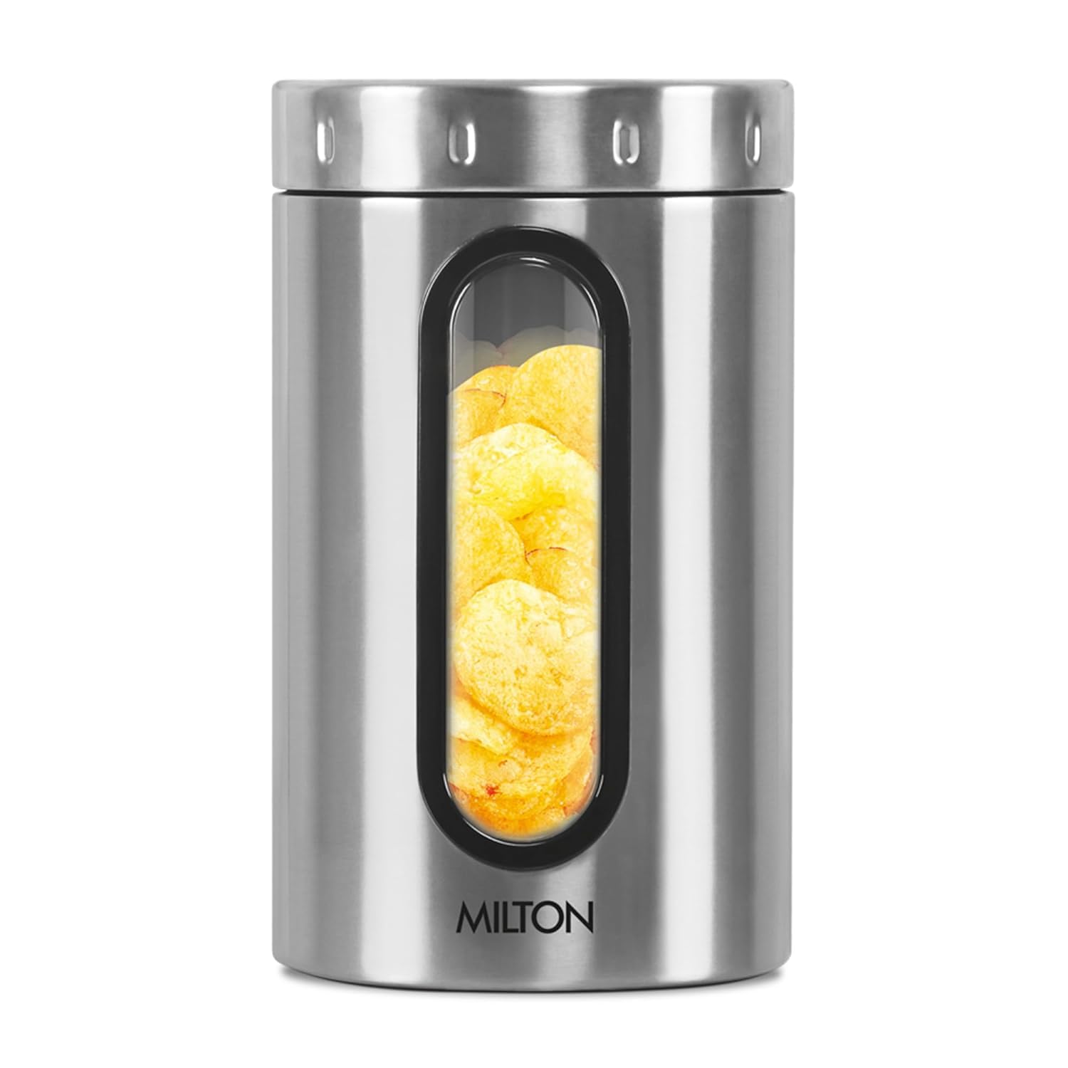 MILTON Steel Crispy 1500 Storage Jar, 1.45 Litres, Silver | Light Weight | Odour Proof | Dishwasher Safe | Air Tight | Single Walled | Easy to Clean | Kitchen Container