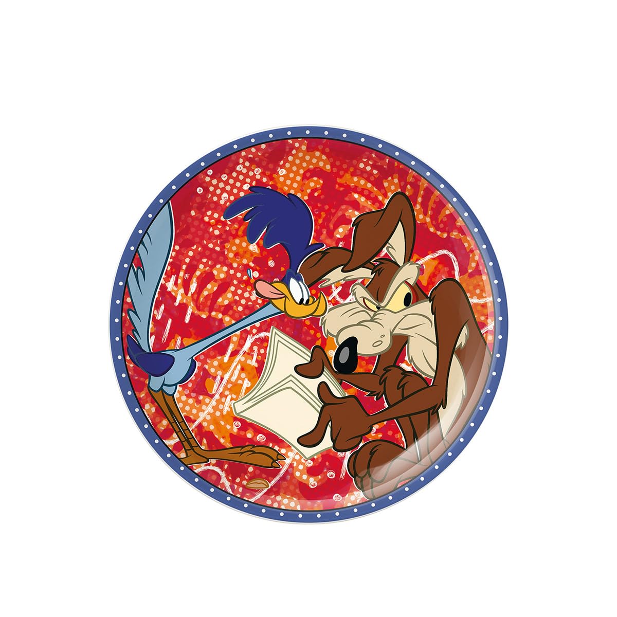 Egan Looney Tunes Dessert Plate 19cm – Porcelain Plate for Looney Tunes Lovers – Microwave & Dishwasher Safe – Fun Tableware for Snacks, Cake & Desserts (WILE E. COYOTE AND THE ROAD RUNNER)