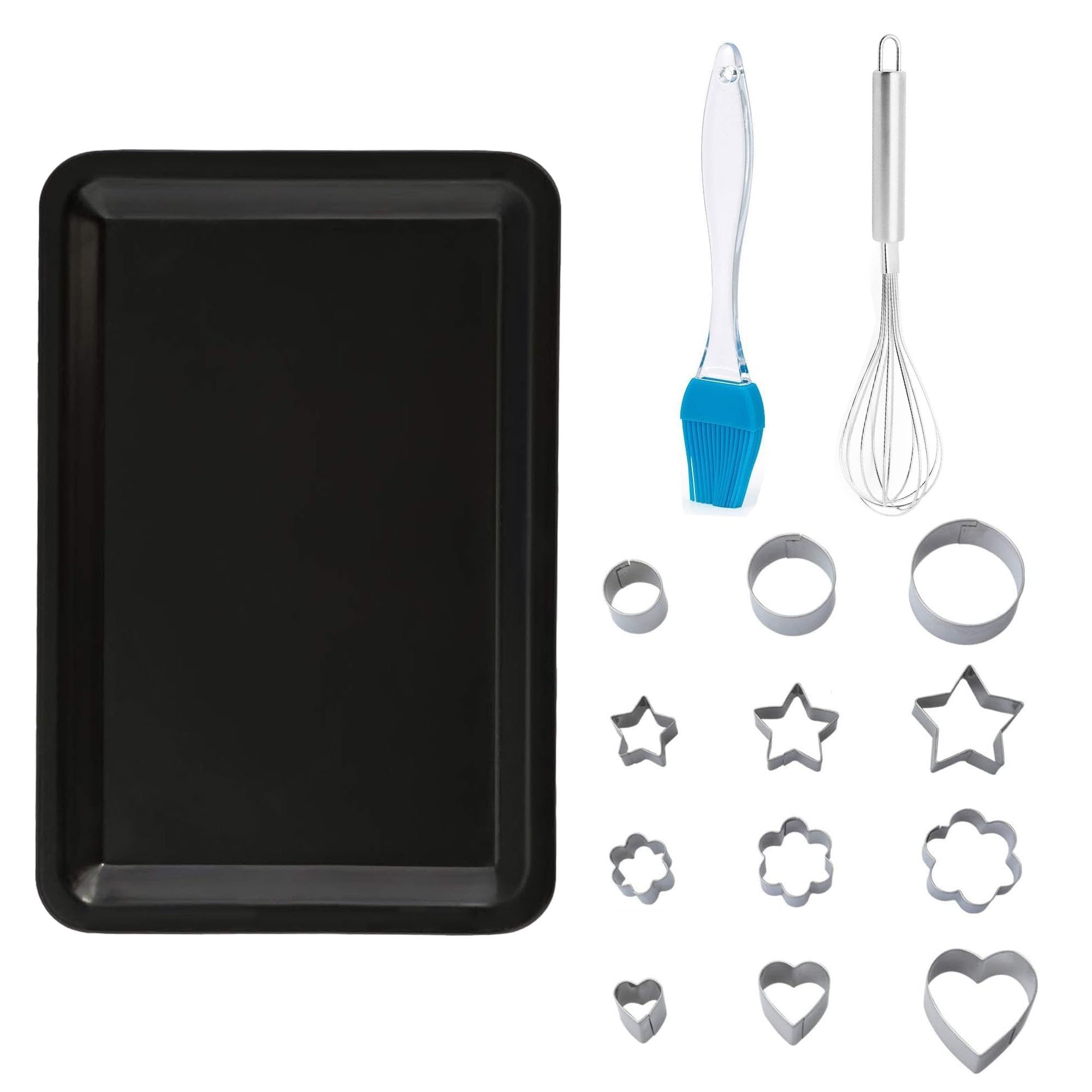 Trendful 15-Piece Carbon Steel Baking Pan Set, Non-Stick Bakeware with Pastry Brush, Egg Whisk & Cookie Cutters