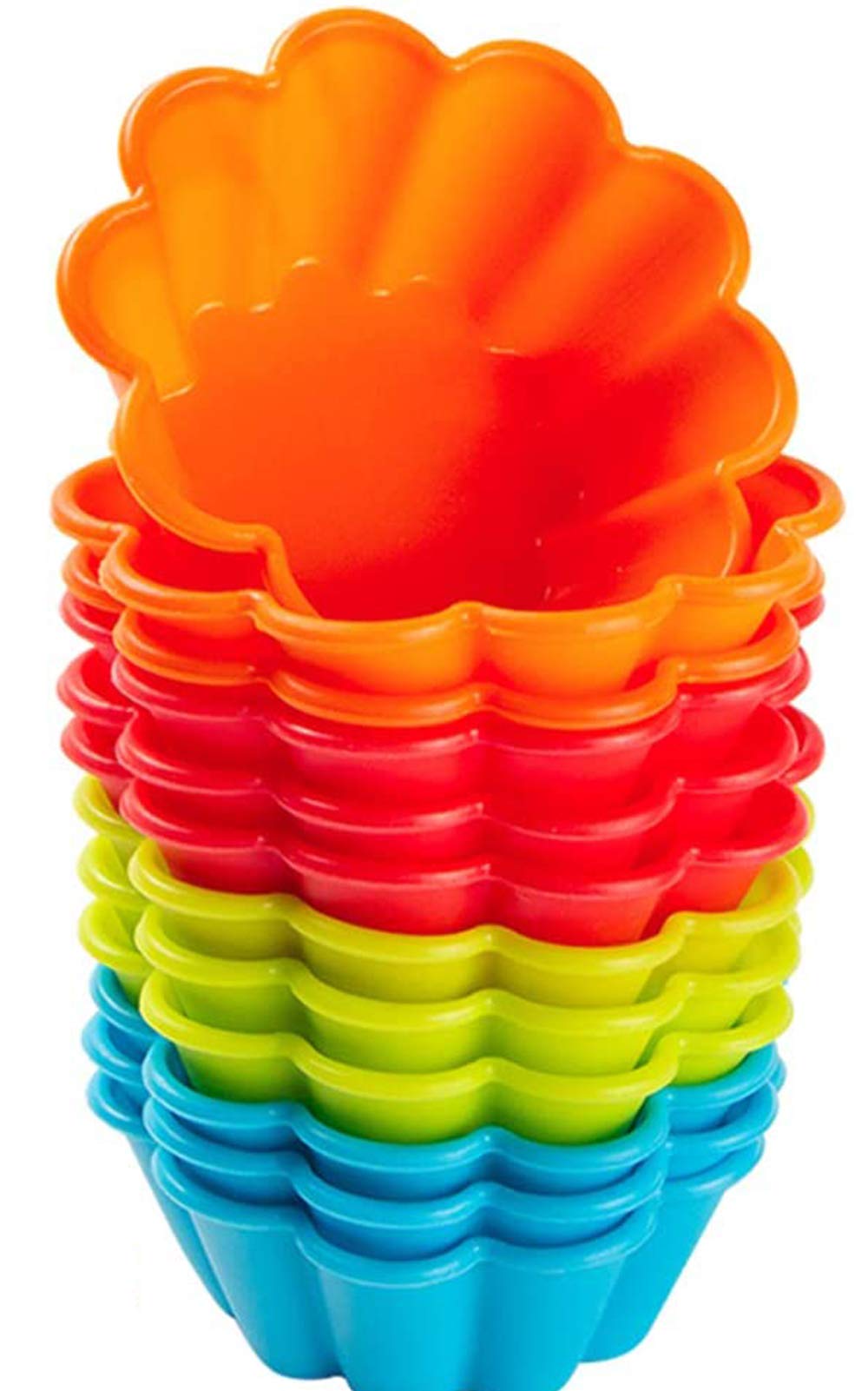 Webake Brioche Molds Silicone Fluted Floret Baking Cups Silicone Cupcake Liners - 12 Pack Muffin Tin