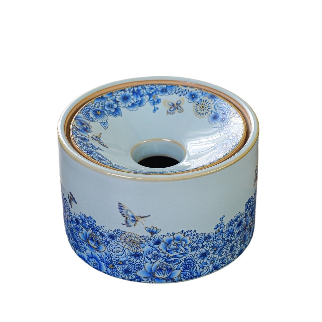 Practical ashtray Round Ceramic Ashtray for Home Living Room or Office Use with Lid Light Blue