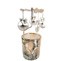 kingnero Gift Carousel Candle Tea Light Holder Rotary Candleholder Metal Windmill Candlestick Spinning Candle Holder for Home Decor (Golden Apricot Leaves)