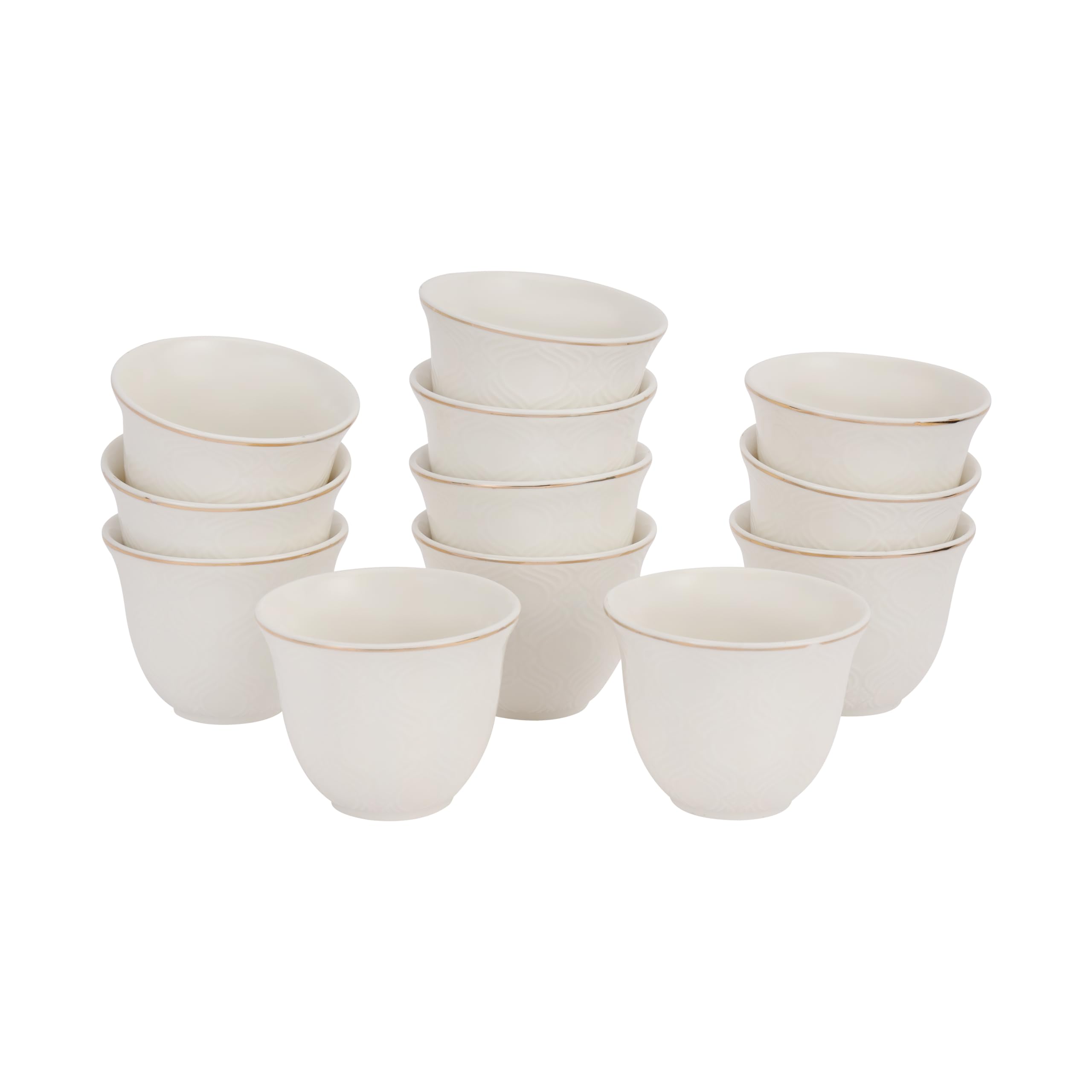 Royalford 12pcs Bone China Cawa Cup Set- RF12826 80ml, Chip-Resistant