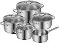 WMF Provence Plus 5-Piece Induction Saucepan Set with Glass Lid, Polished Cromargan Stainless Steel, Saucepan Set, Uncoated