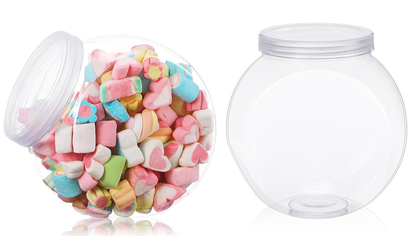 NALACAL 71 oz Plastic Candy Jars with Lids Clear Plastic Cookie Jars for Kitchen Counter Candy Jars for Candy Buffet Containers Set Candy Holder Candy Dish for Party Table Laundry Storage(2 Pcs)