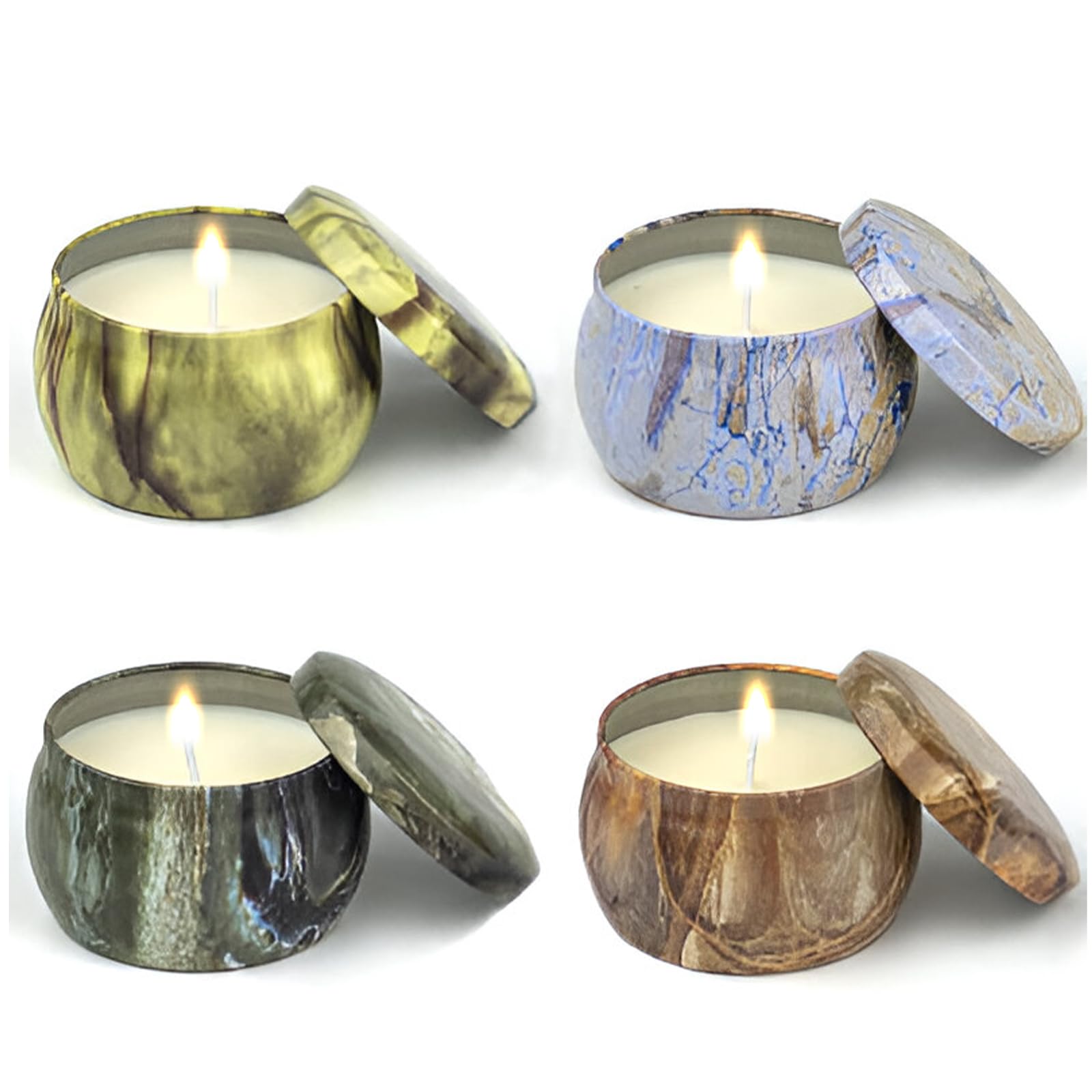 Soy Wax Aromatherapy Candle Set of 4: Stylish Decoration & Wellness. Used for Elegant Interiors, Relaxation, and Romantic Ambience! (Lemon - Cherry - Berry - Coconut)