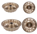 2pcs Fluted Non Stick Cake Pan Round Mold Leakproof Bakeware Oven (Gold M+L)