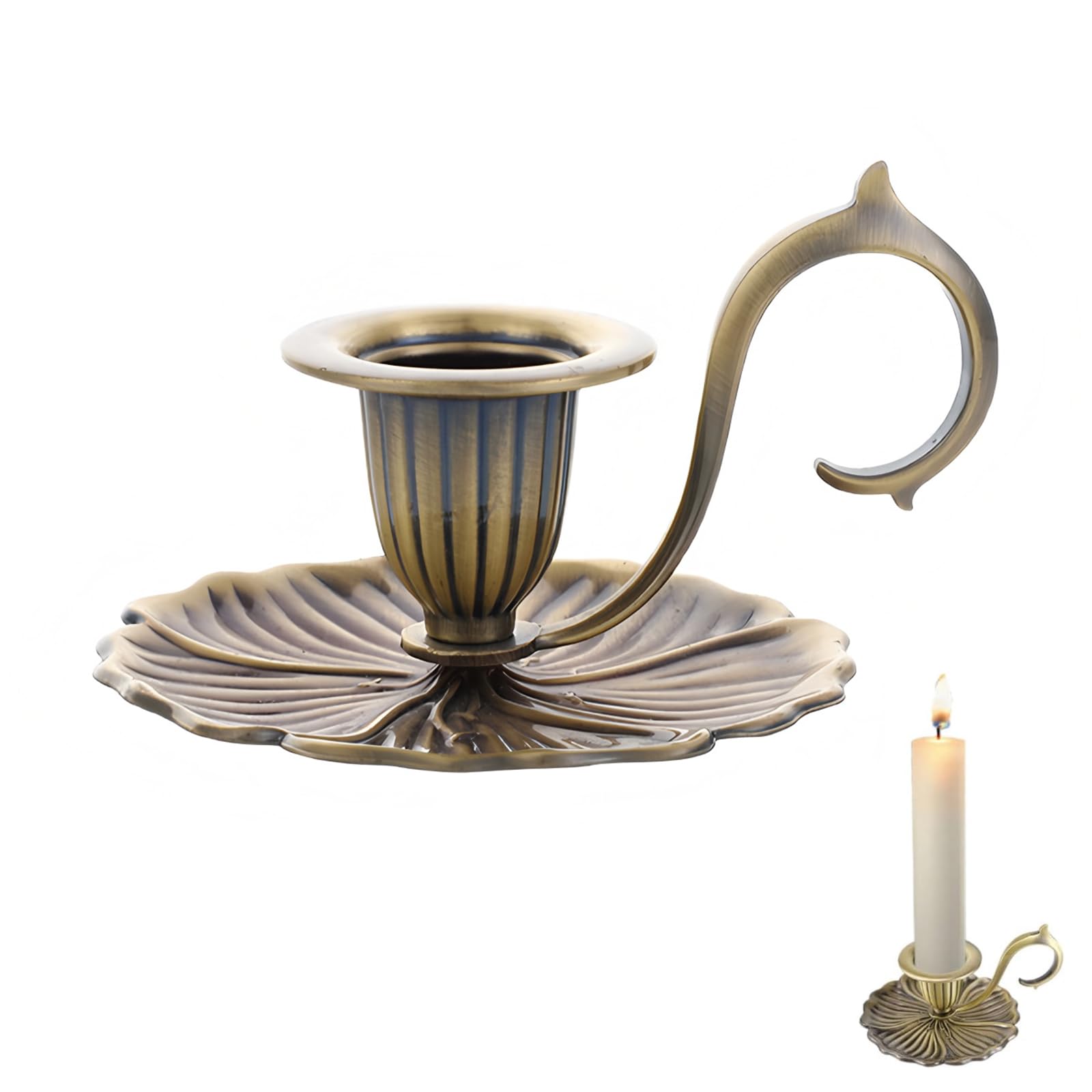 Vintage Candlestick Holder for Taper?Retro Taper Candle Holder with Handle European Style Candle Stand for Wedding Party, Wedding Anniversary Decoration