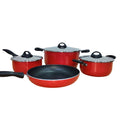 Premier 7Pcs Complete Cookware Set - Non Stick Stainless Steel - Heat Resistant Handles - Dishwasher Safe - Frypan 24cm with SS Lid, Stew Pot 18cm & 24cm, Saucepan 16cm