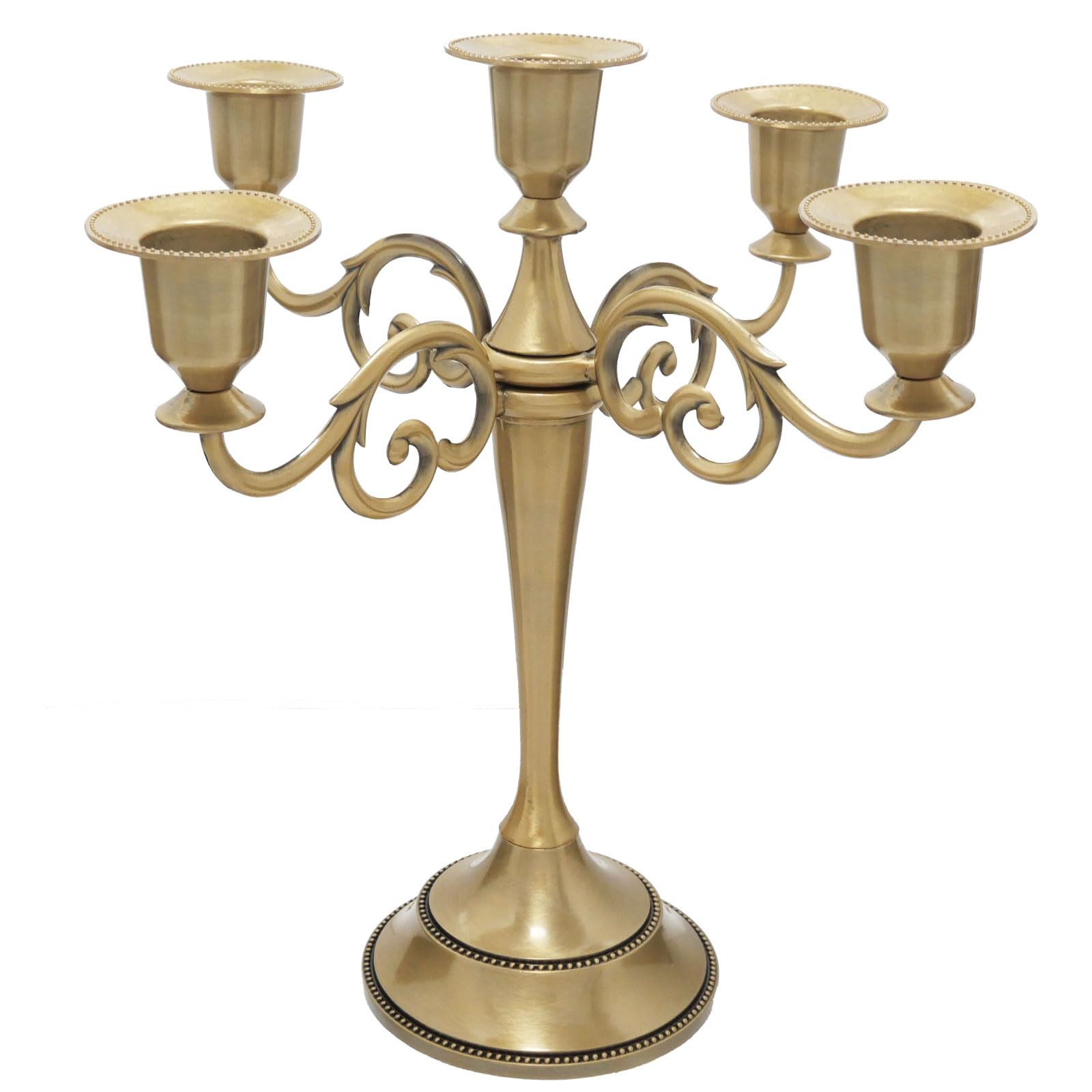 Brass Candle Holder?5 Wicks Metal Candle Holders for Taper Candles?10.6 inch Tall Candelabra, for 1/2-1 inch Pillar Candles Diameter Each?,Centerpiece Elegant Decoration Piece for Table