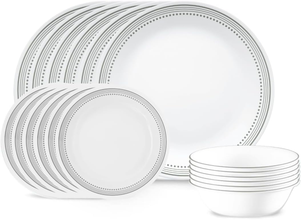 Corelle 18-Piece Chip Resistant Classic Collection Dinnerware Set, Service for 6 1134332