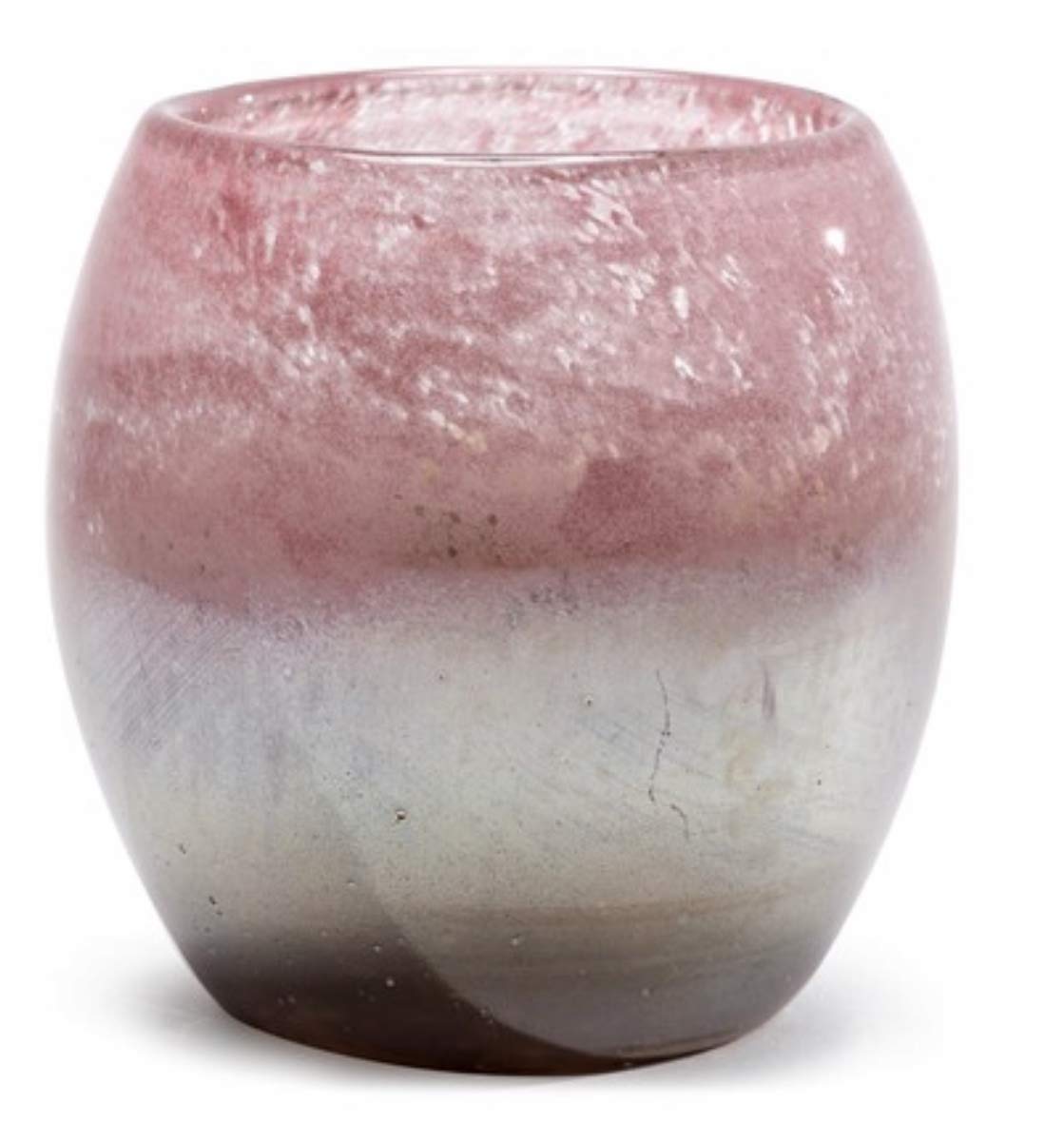 4" Art Glass Glisten + Glass Votive Candle Holder (Rose Quartz)