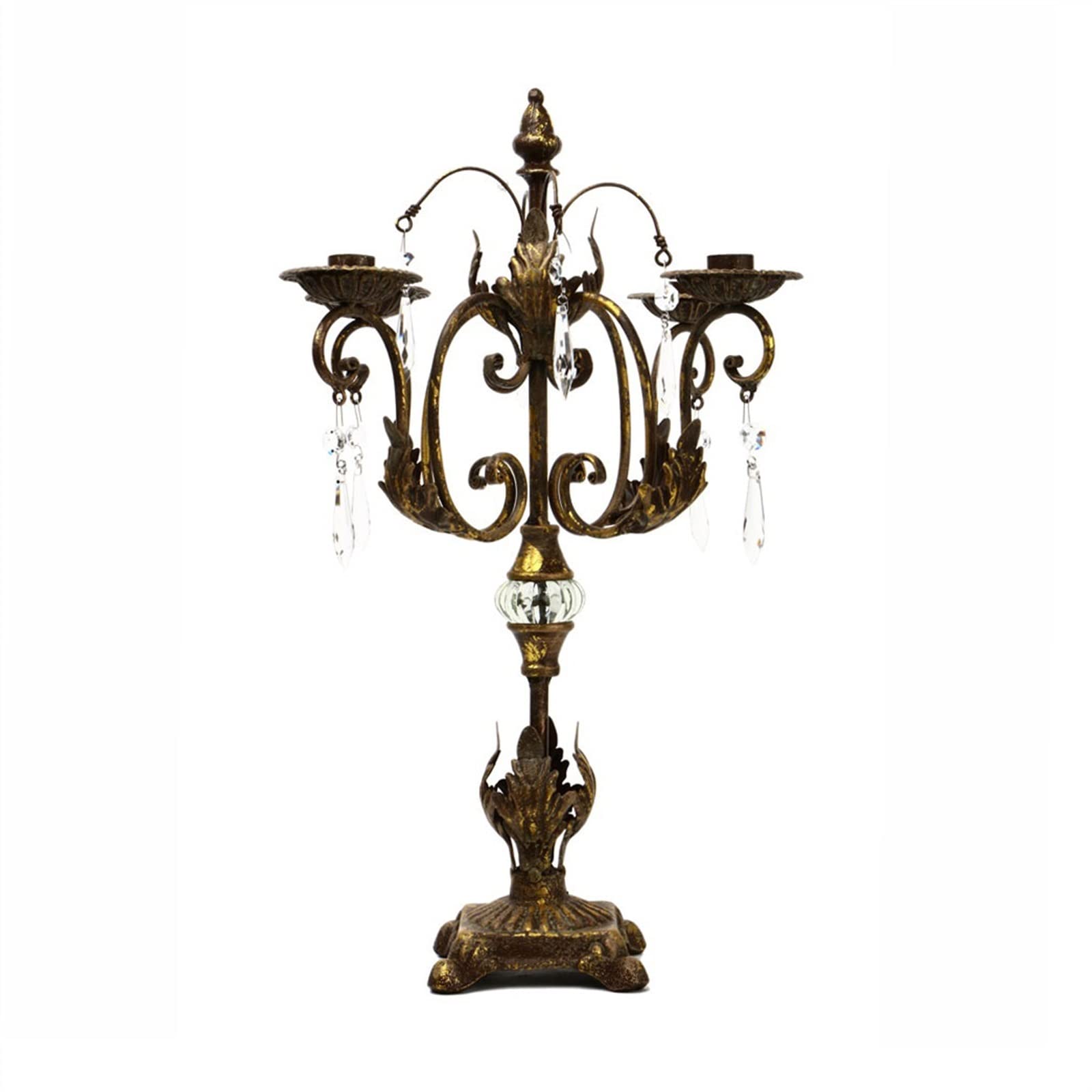 Candle Holders European Style Rural Retro Old Candlestick Metal Ornaments Four-Headed Candle Holder Table Decoration Dining Table Centerpiece