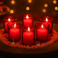 TIED RIBBONS Set of 6 Votive Glass Tealight Candle Holders Glass Votive - Decorations Items for Home Decor Table Gifts (Glass, Red, 6 cm X 5 cm) - Decor - Gifts