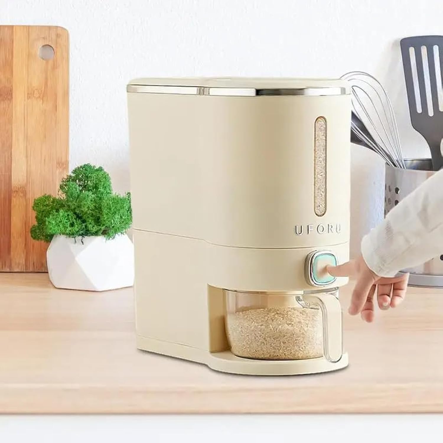 Rice Container, Dispenser, Storage Airtight Moisture Proof Bucket, Dry Food Grain Flour Soybean For Kitchen Pantry Countertop, Bpa-Free (Small-5Kg)
