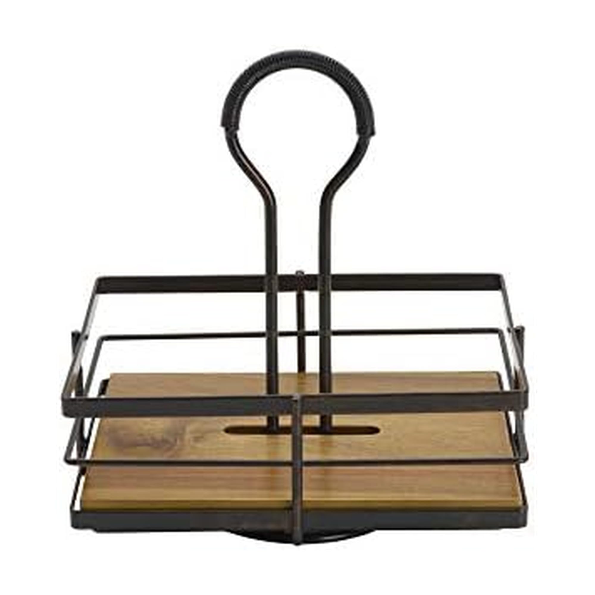 Gourmet Basics by Mikasa Nova Acacia Wood Rotating Condiment Caddy, 8.75 Inch, Black,5270309