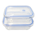 HomePro Glass Food Storage Containers Set of 2 Lunch Box with Airtight Lids [370ml & 640ml] - BPA Free Leakproof tupperware & tiffin box for office,Container for Kitchen Organization with Locking Lids