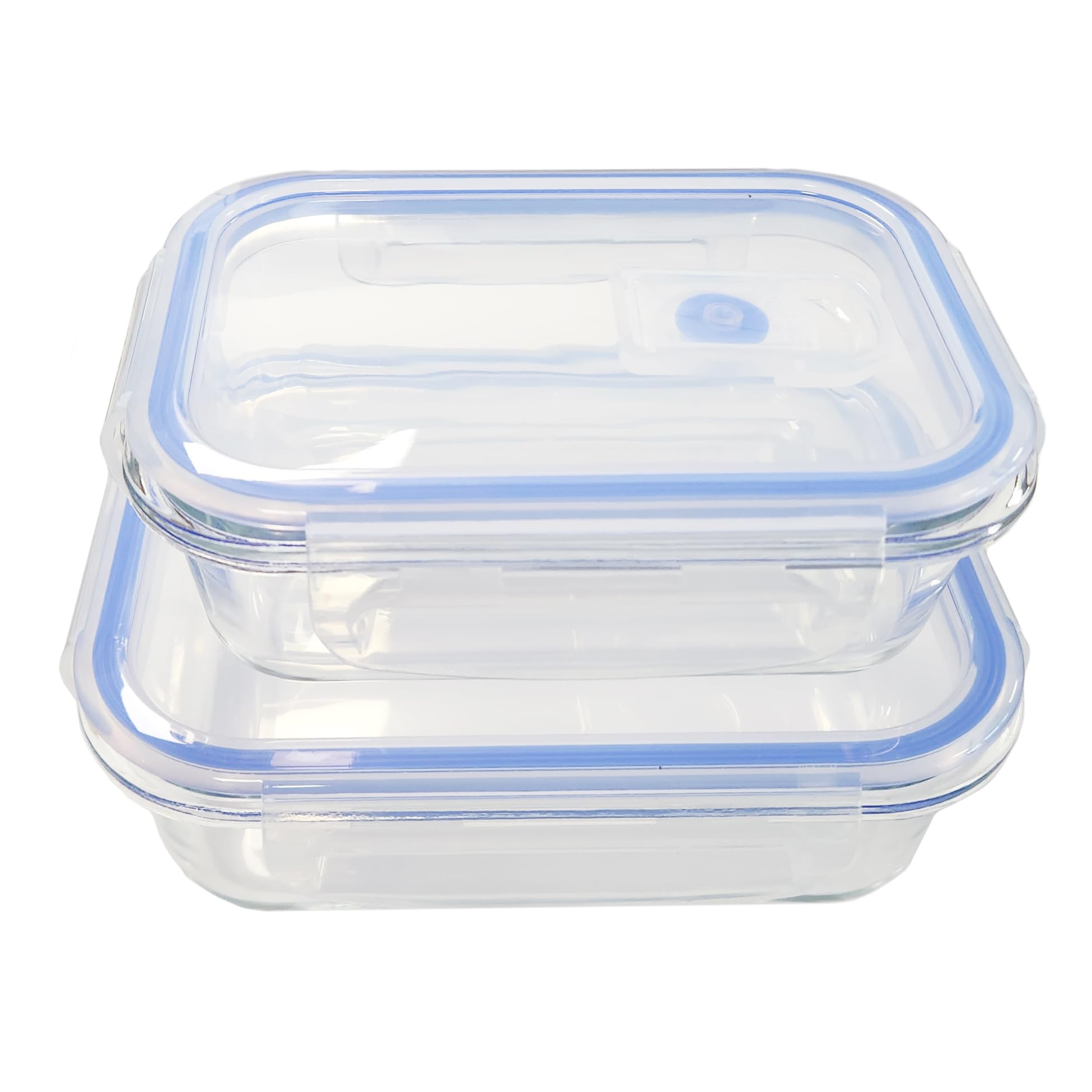 HomePro Glass Food Storage Containers Set of 2 Lunch Box with Airtight Lids [370ml & 640ml] - BPA Free Leakproof tupperware & tiffin box for office,Container for Kitchen Organization with Locking Lids