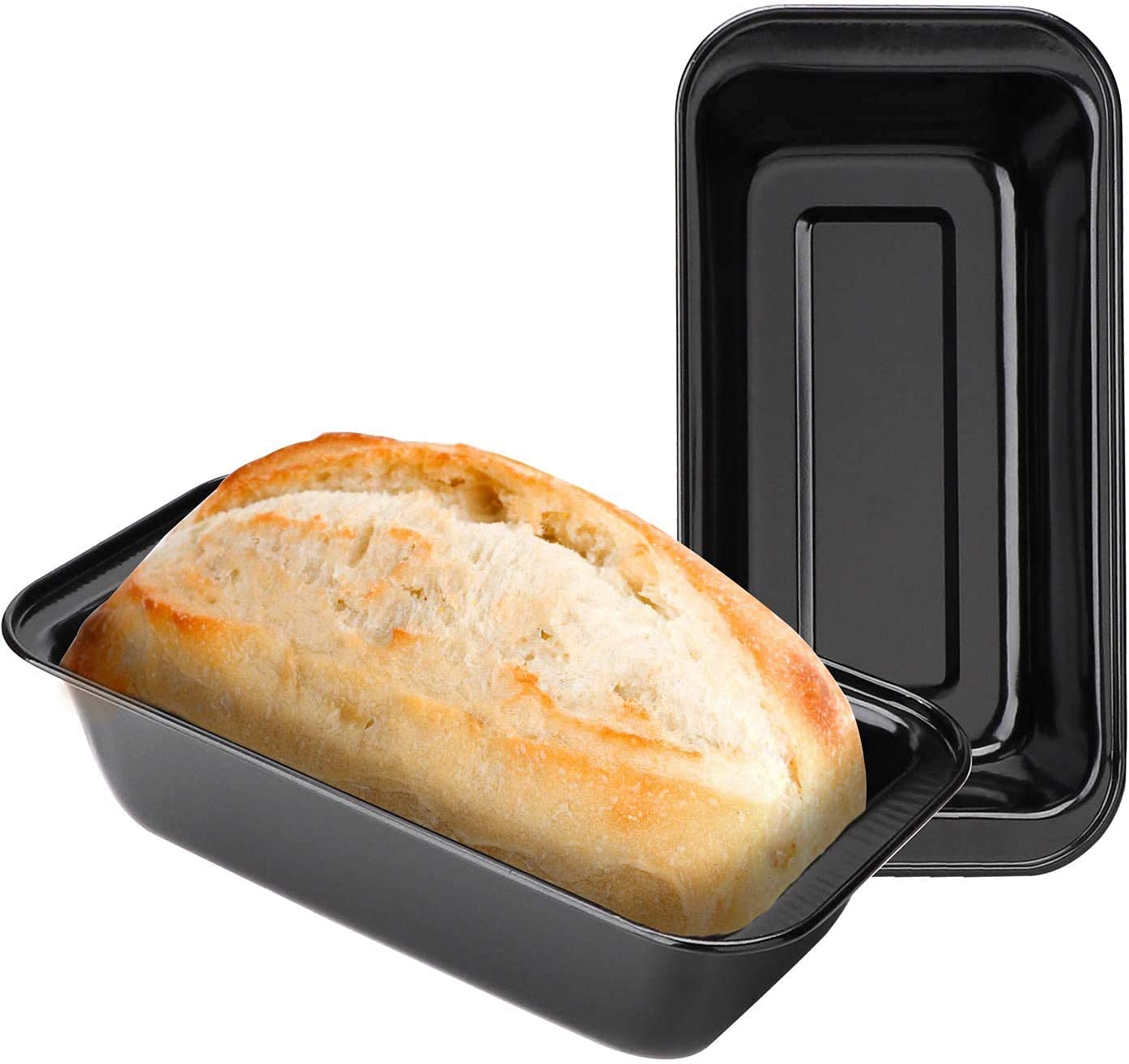 MOMENT Loaf Pan for Baking Bread, Carbon Steel Non Stick Coating Easy Grip Bread Tin Loaf Pans for Baking Bread, Cake Brownies, Meatloaf, Pastries, Metal Bakeware Mold (27.5x15x7cm,Black)