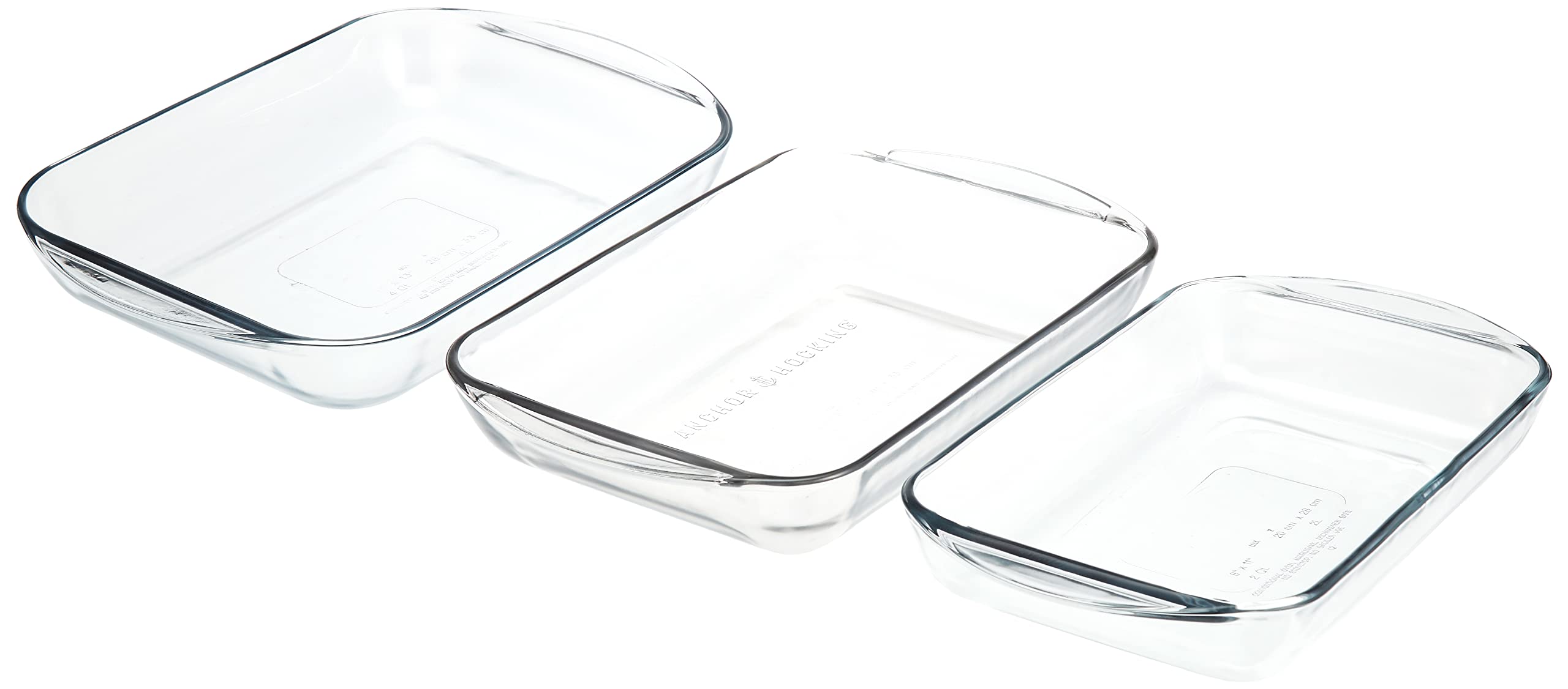 Anchor hocking 3pcs bakeware set - (91079ahg17) (2qtr,3qtr,4qtr.)