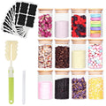 12 Piece Glass Spice Jars with Airtight Bamboo Lid - Stylish & Eco-Friendly Storage Solution - Glass Food Container Set with Marker, 48 Labels & 1 Soft Brush - 10 oz/300 ml - Round