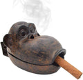 Fayruz Cigar Ashtrays Outdoor for Patio, Home Office Countertop TrayDecor Ash Holder, Cast Iron Funny Monkey, Best Gift for Smoker.