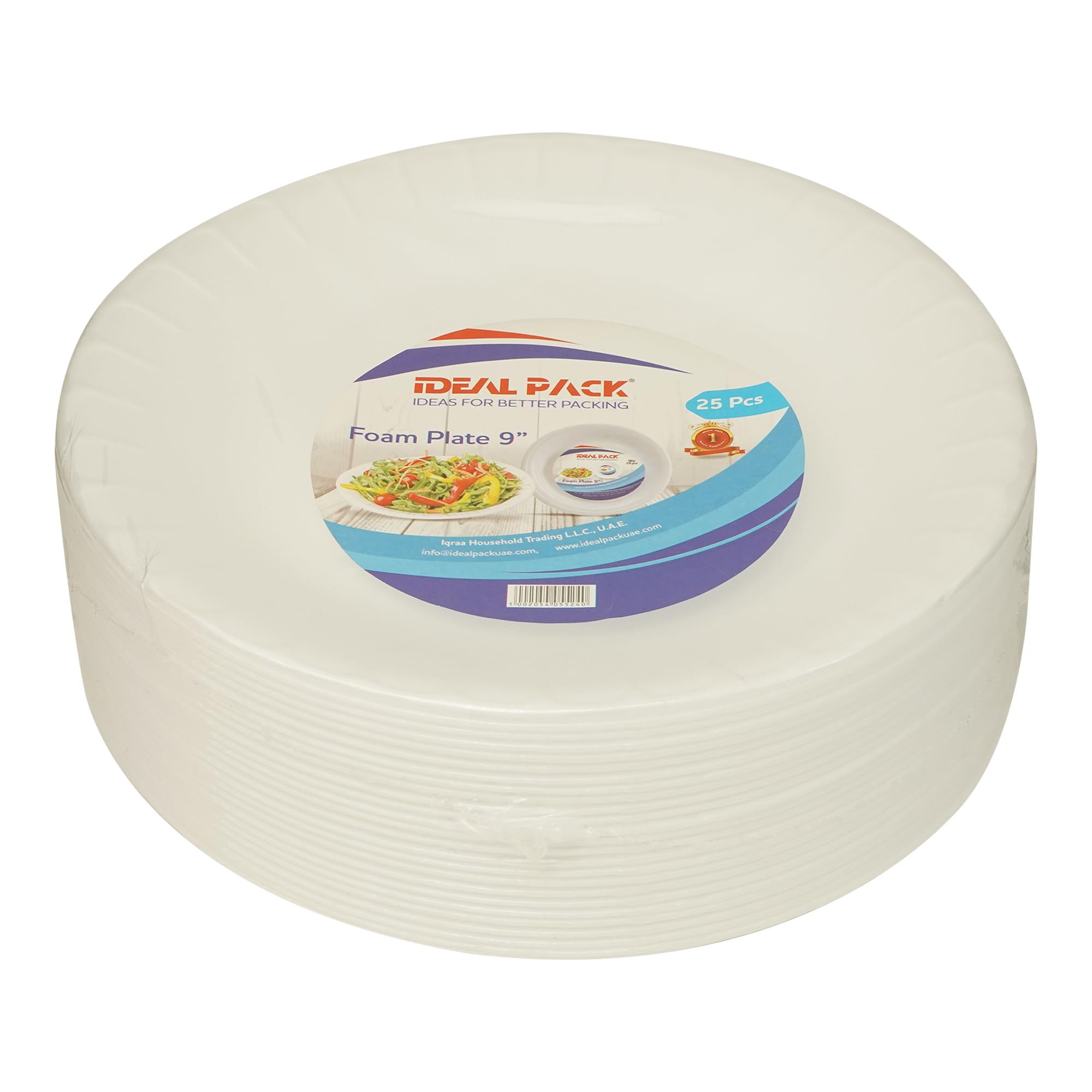 Foam Plate, 9inch, Pack of 25pcs, White
