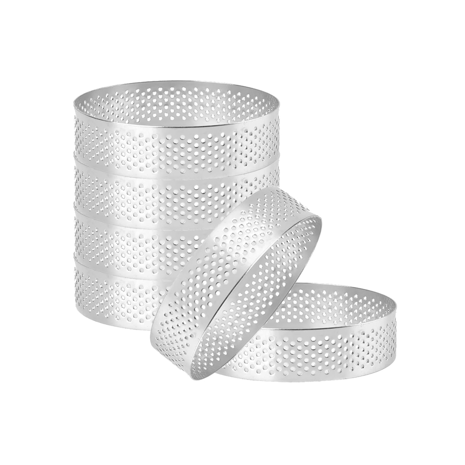 Stainless Steel Cake Ring Tart Pans - 6 Pack - Cake? Mousse Pie ?Dessert Bakeware Tools - 10cm Diameter