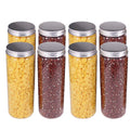 8 Pack 20 oz (600 ml) Clear Straight Cylinders Plastic Storage Jars- Wide Opening Tubs With Aluminum Lids - BPA Free PET Container Home & Kitchen Storage of Dry Goods, Peanut, Candy