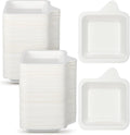 Small Disposable Paper Plates – Eco-Friendly Sugarcane Bagasse Fiber Square Plates for Cake, Dessert, Party Snacks, Appetizers, & More (100 Pcs, White, 4.41 x 5.24 Inch)