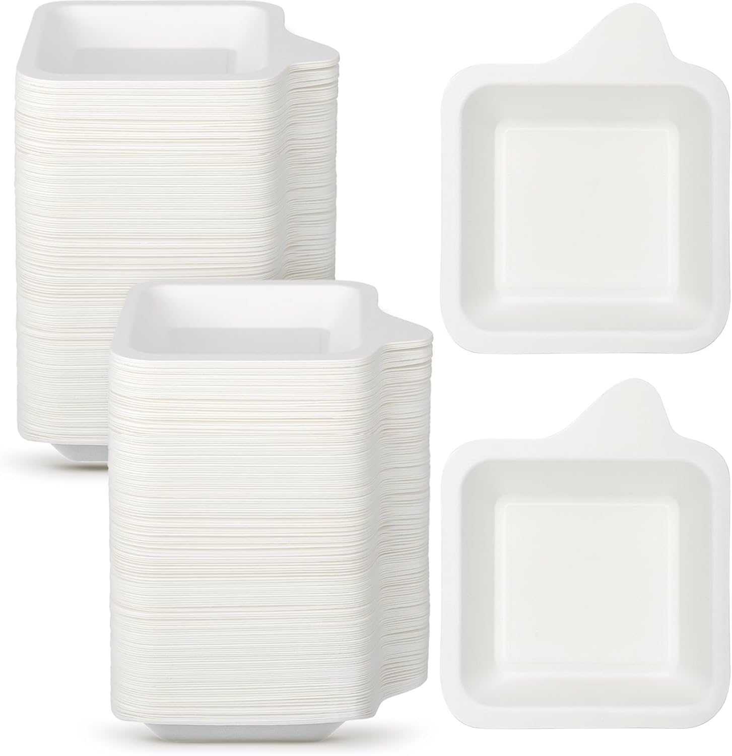 Small Disposable Paper Plates – Eco-Friendly Sugarcane Bagasse Fiber Square Plates for Cake, Dessert, Party Snacks, Appetizers, & More (100 Pcs, White, 4.41 x 5.24 Inch)