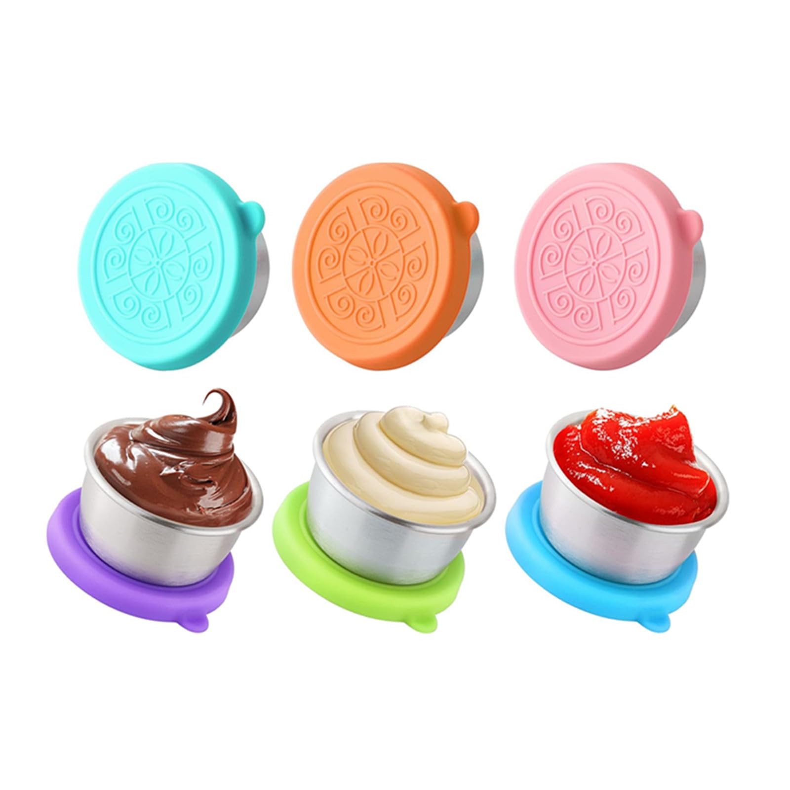 TAME 6Pack Salad Dressing Container To Go, Dressing Sauce Containers for Lunch Box, Stainless Steel Small Condiment Containers with Lids, Reusable Dip Sauce Cups with Lids, Leakproof Condiment Cups