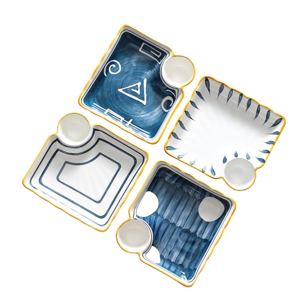 AZONEE Japanese Aesthetic Ceramic Sushi Plate – Square Divider Plate, Stylish Ceramic Tray for Home, Restaurants, Hotels, and Occasions